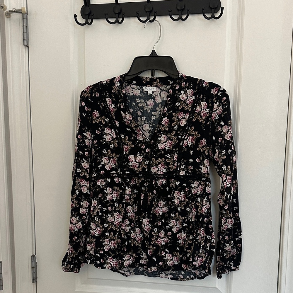 love, Fire Black Floral Blouse